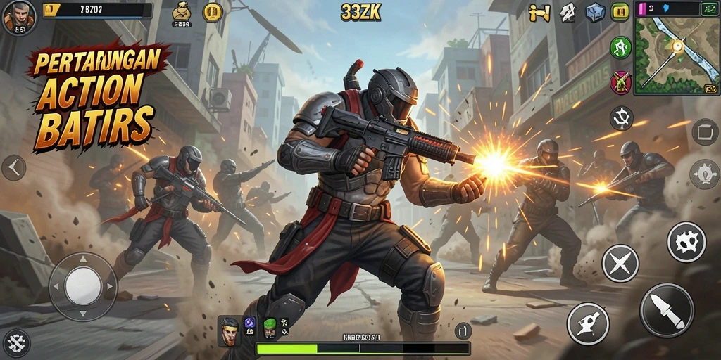 Tangkapan layar aksi seru dari gameplay 33ZK penuh adrenalin.