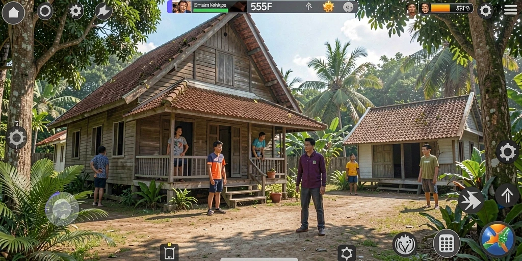 Tampilan gameplay <strong>555F</strong> yang menarik dengan berbagai aktivitas simulasi.