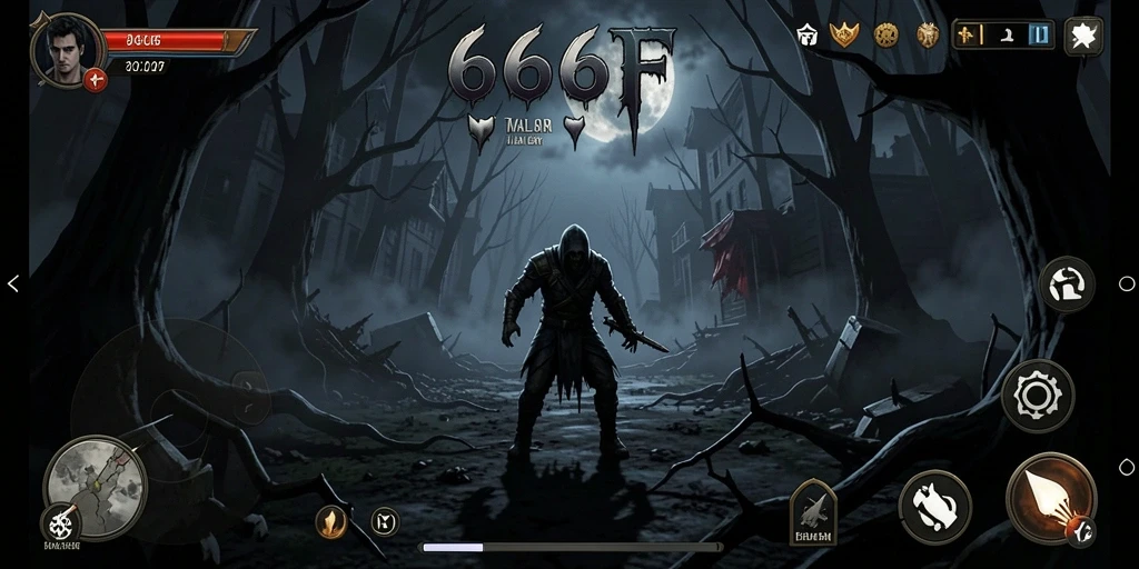 Screenshot menunjukkan suasana mencekam di dalam game 666F.