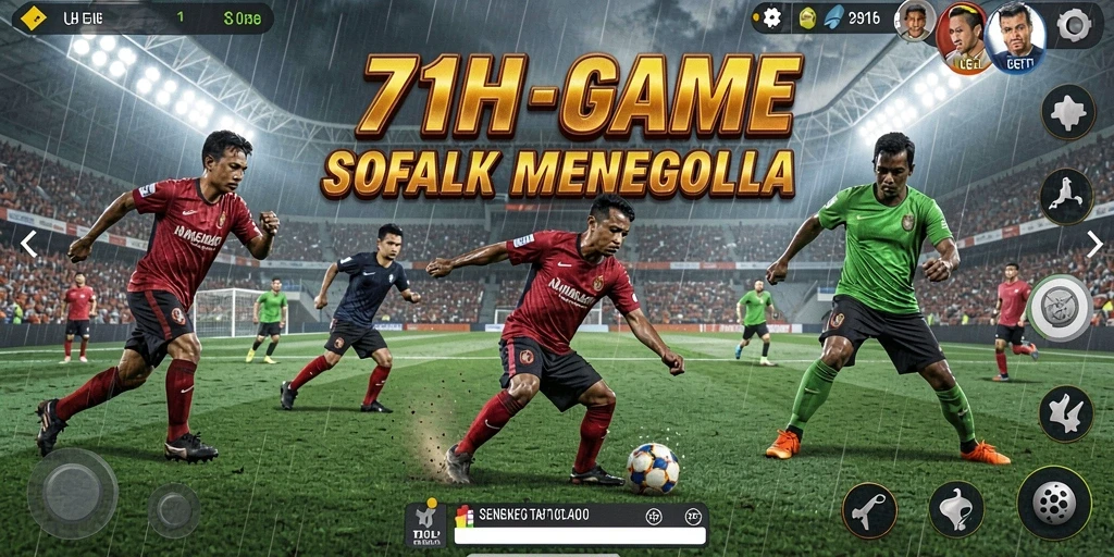 Screenshot menunjukkan aksi seru dalam permainan sepak bola.