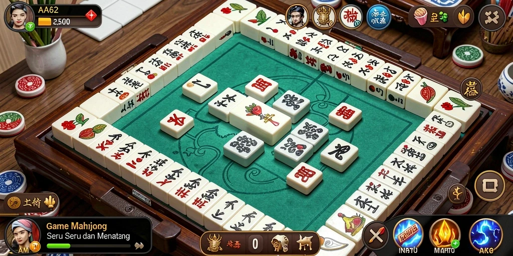 Screenshot AA62 yang menunjukkan gameplay Mahjong yang seru.