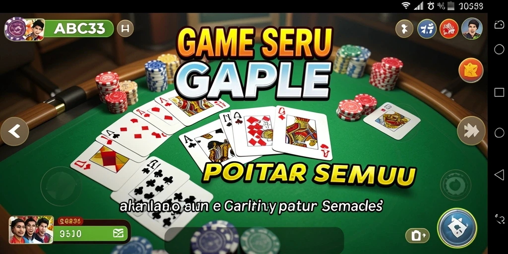 Tampilan gameplay seru dalam ABC33, nikmati Gaple di smartphone Anda.
