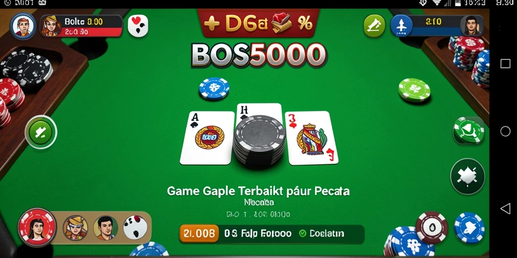 Screenshot gameplay seru dari BOS5000 yang menunjukkan momen menarik dalam permainan Gaple.