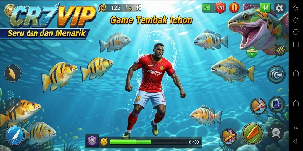 Screenshot gameplay CR7VIP yang menampilkan aksi tembak ikan yang seru.
