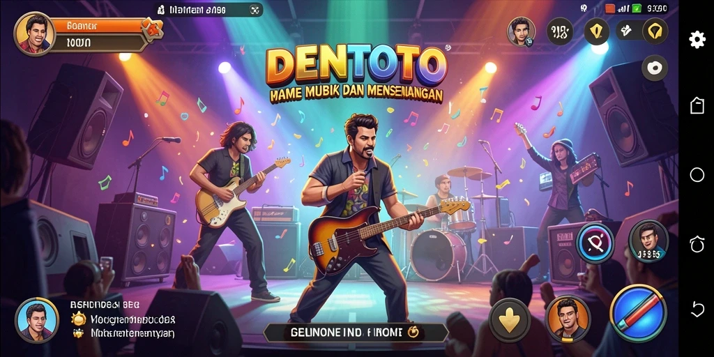 Tangkapan layar DENTOTO menampilkan gameplay musik yang menarik.