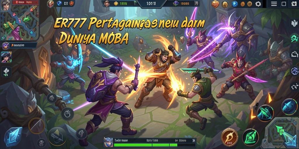 Screenshot ER777 menunjukkan aksi pertarungan sengit dalam permainan MOBA.