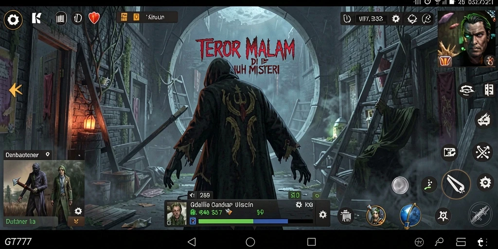 Screenshot menampilkan suasana menyeramkan dalam gameplay GT777.