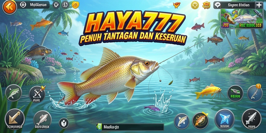 Tampilan gameplay HAYA777 yang menarik saat memancing di lautan.