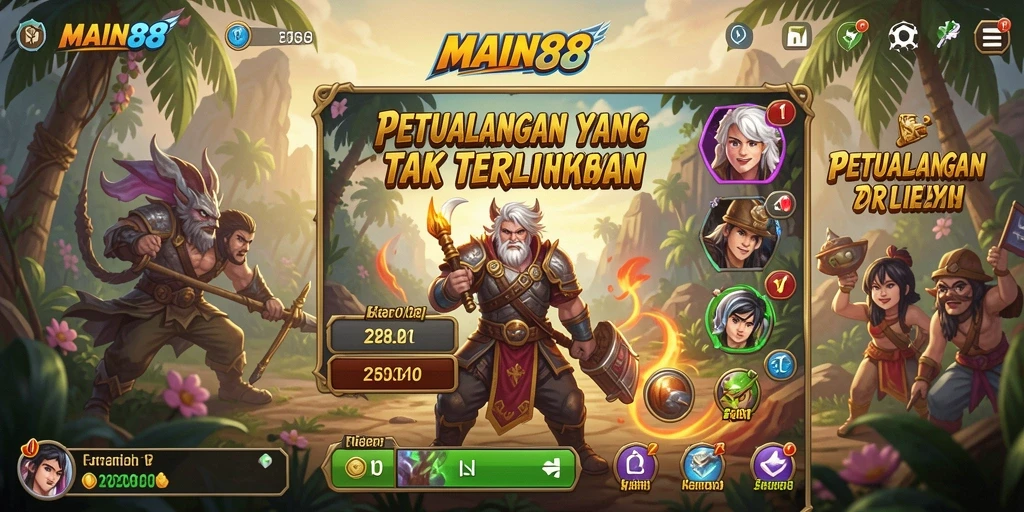 Tangkapan layar utama MAIN88 menampilkan petualangan seru di dunia yang menakjubkan.