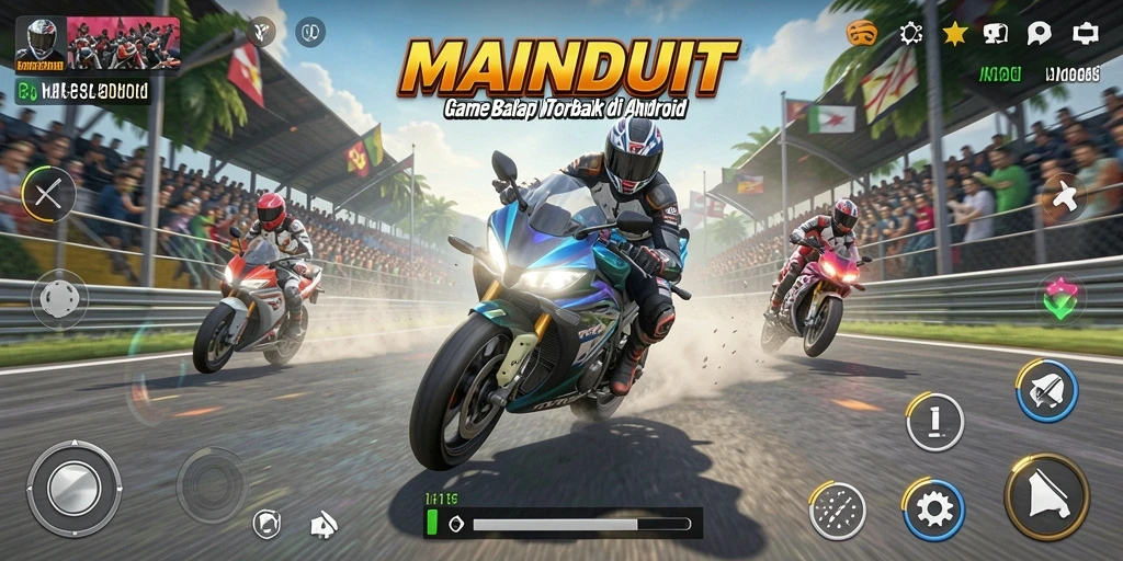 Gameplay balap motor yang mendebarkan di MAINDUIT.