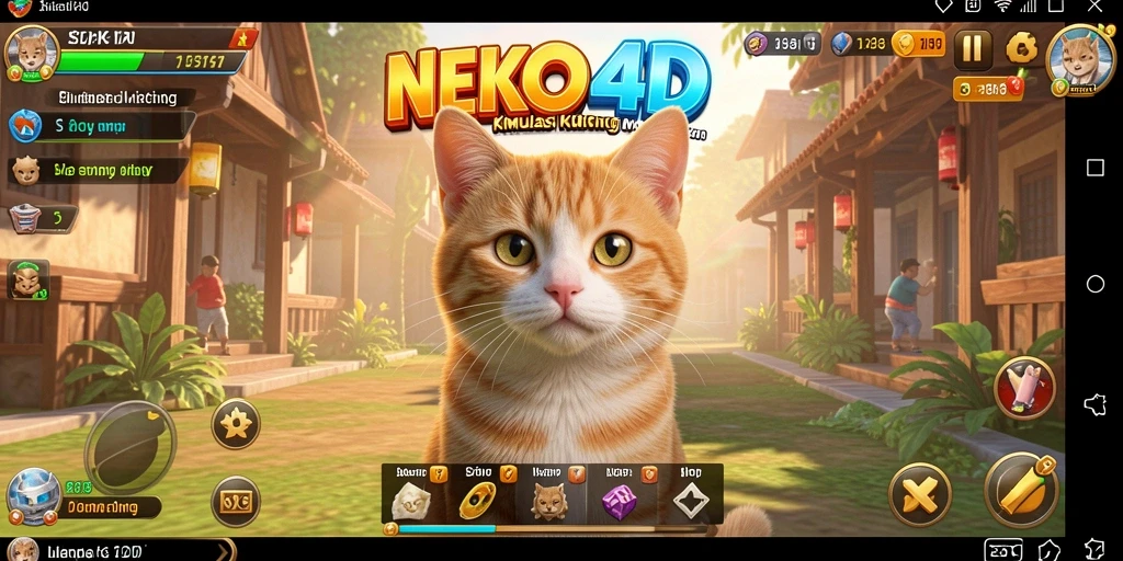 Screenshot gameplay NEKO4D yang menampilkan kucing-kucing yang lucu dan berwarna-warni.