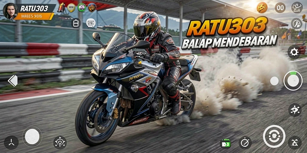 Tampilan gameplay balap motor yang seru dan mendebarkan.