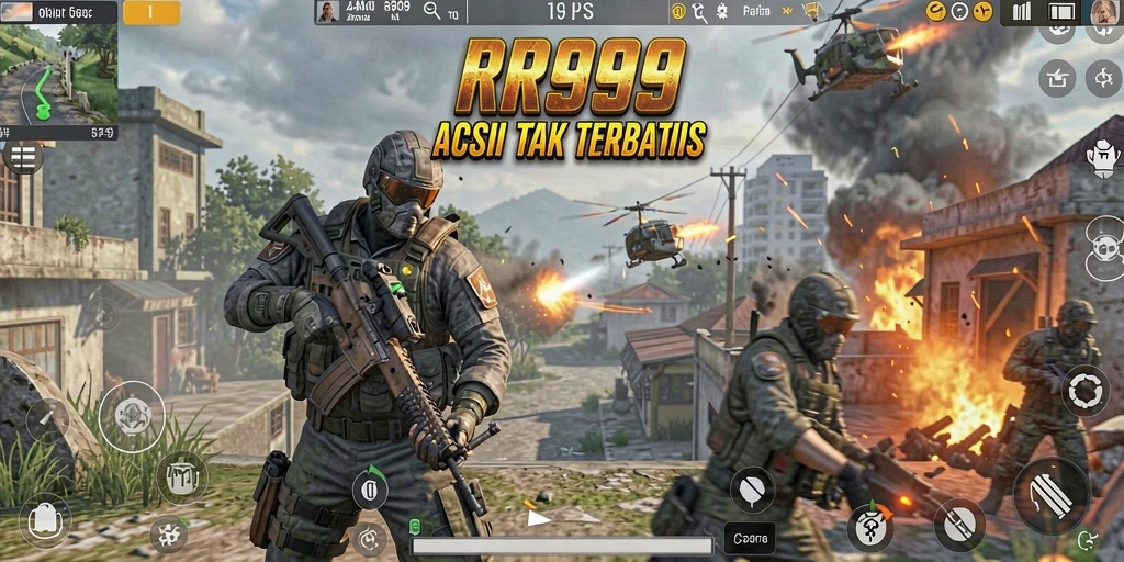 Tampilan gameplay seru dari RR999 dengan aksi menegangkan di medan perang.