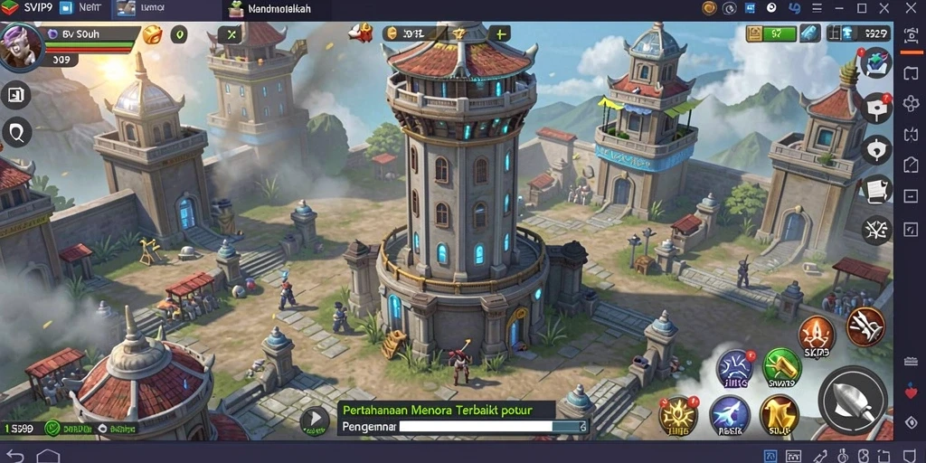 Tampilan gameplay SVIP9 menampilkan aksi Tower Defense yang mendebarkan.