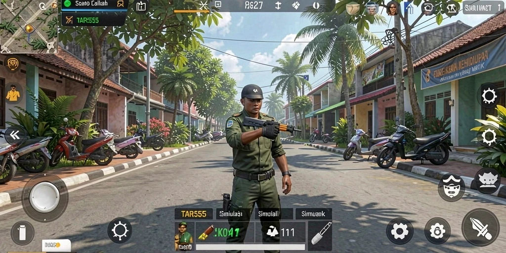 Screenshot TAR555 menampilkan gameplay realistis dan interaksi karakter.