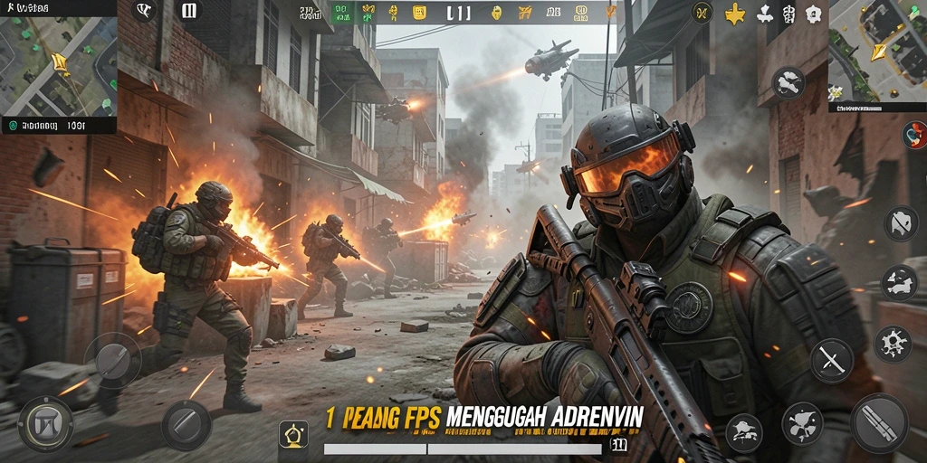 Gameplay V21 yang intens dan mendebarkan dalam mode FPS.